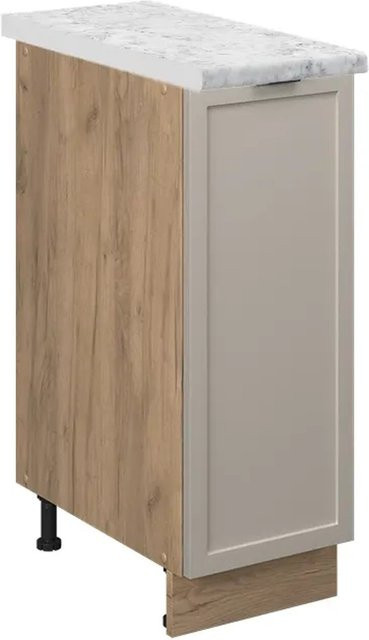 Vicco Apothekerschrank Fame-Line in Grau-Beige mit Eichenkorpus und Marmor-Optik, Breite: 30 cm - Bild 1