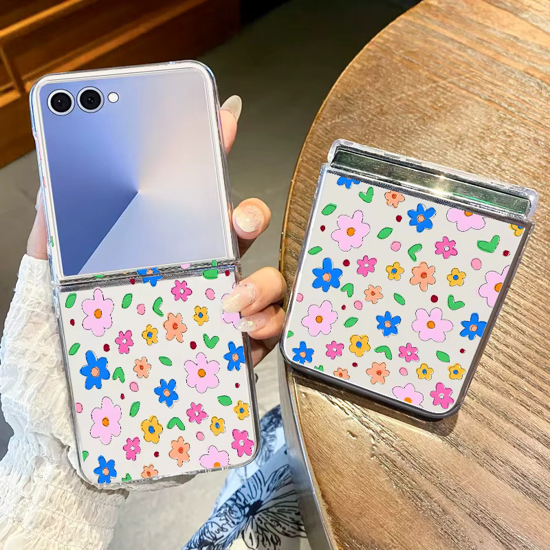 Bunte Blumen Handyhülle aus PC für Samsung Galaxy Z Flip7 FE, Z Flip6, Z Flip5, Z Flip4 und Z Flip3 5G - Bild 3