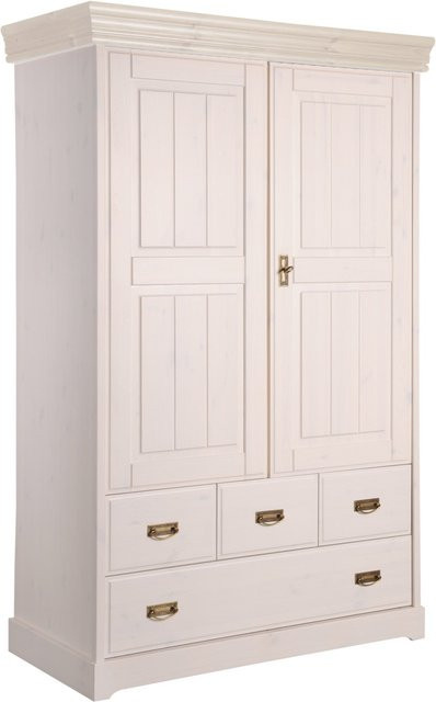 Wäscheschrank Skagen aus massiver Kiefer in Weiß im Landhausstil - Bild 1