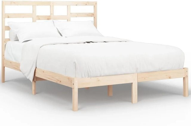 vidaXL Massivholzbett aus Kiefernholz in Braun mit rustikaler Optik, B/T/H: 120 x 190 x 104 cm - Bild 1