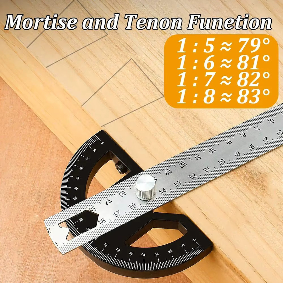 Ninth World Multifunktionaler Winkelmesser aus Aluminiumlegierung als Präzisions-Goniometer und Lineal in 8 oder 12 Zoll - Bild 3