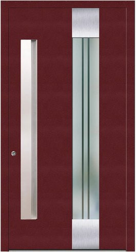 KNOCK Aluminium-Haustür Marte in Purpur-Rot mit Glaseinsatz und RC2-Schutz - Bild 1