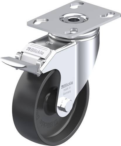 Blickle Lenkrolle LKPA-POA 100G-FI mit Feststeller in Schwarz und Silber, Rad-Durchmesser: 100 mm, Tragfähigkeit: 120 kg - Bild 1