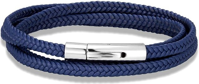Lederarmband Edelstahl, geflochtenes Seil, blau, Unisex, 23cm - Bild 1