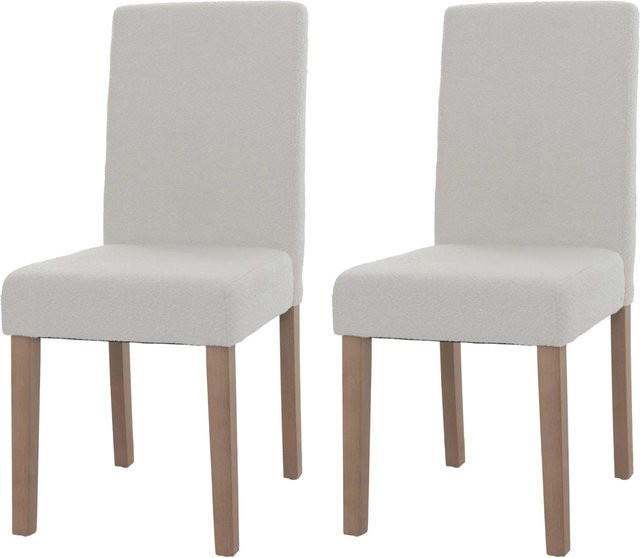 CHEFGASTRO Esszimmerstuhl 2er-Set in Creme mit Bouclé-Stoff und Naturholz-Beinen, B/T/H: 42 x 50 x 90 cm, Sitzhöhe: 47 cm - Bild 1