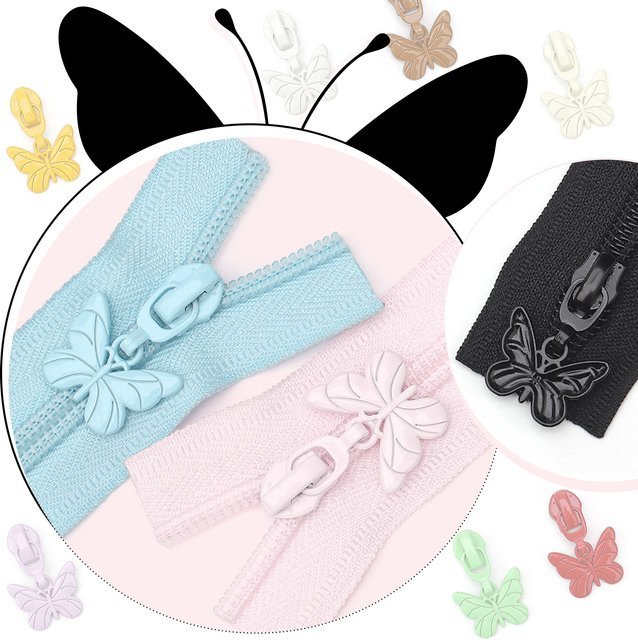 Changsons Set aus 5 Yards Nylon-Reißverschlüssen und 10 bunten Schmetterlings-Reißverschlussanhängern aus Kunststoff, Multicolor - Bild 1