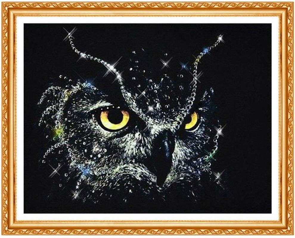 FIYO Diamond Painting Set Eule Motiv in Schwarz, 5D DIY Stickerei für moderne Dekoration, B/H: 20 x 30 cm - Bild 1