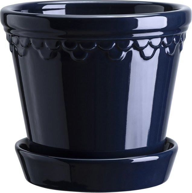 Bergs Potter Blumentopf The Københavner Glazed Pot mit Untersetzer aus Keramik in Sapphire Blue Durchmesser: 16 cm - Bild 1