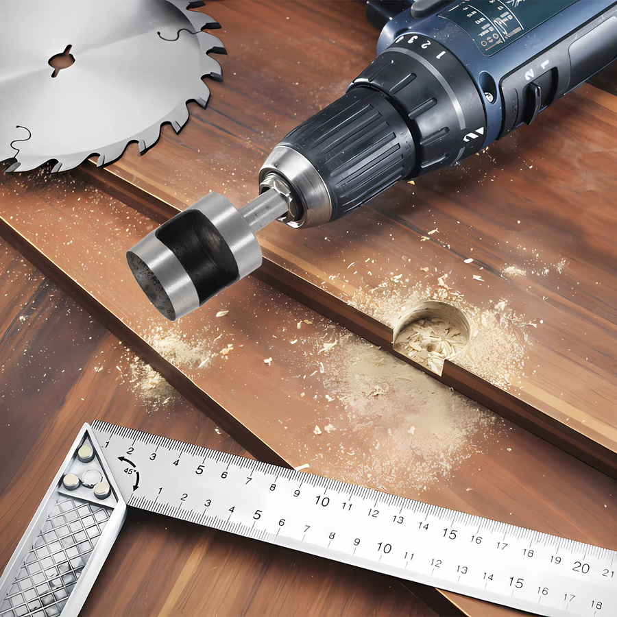 Vibratite Lederlochstanzer und Holzbohrer Set in Silber mit Griff und Barrel Typ - Bild 3