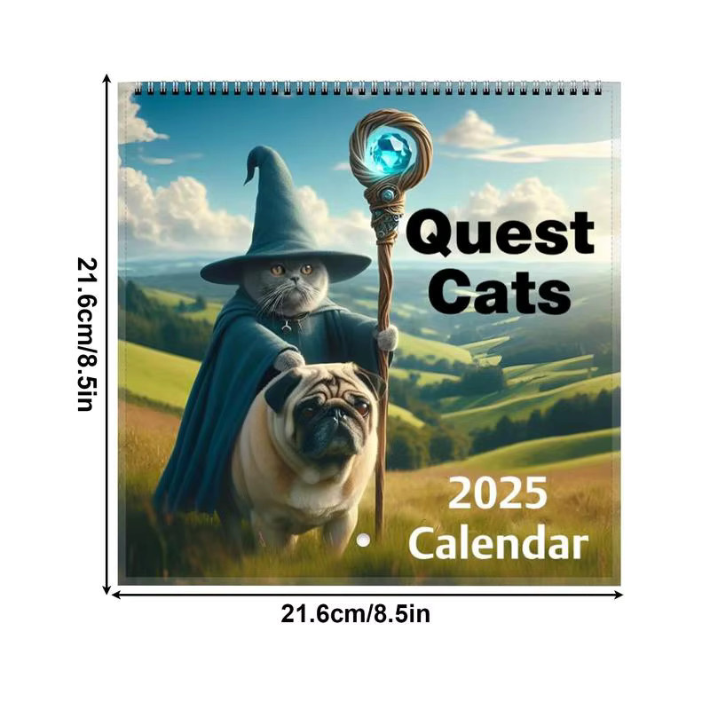 Wandkalender 2025 mit lustigen Katzen-Illustrationen in Multicolour - Bild 4