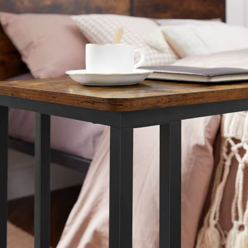 VASAGLE Beistelltisch in C-Form mit Rollen, mobiler Kaffeetisch in Braun, B/T/H: 35 x 50 x 60 cm - Bild 4