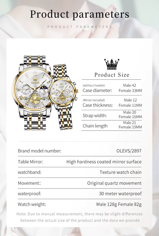 OLEVS Armbanduhr Chronograph, Edelstahl, Unisex - Bild 3