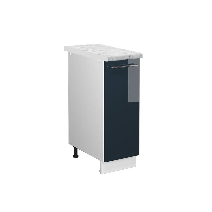 Vicco Apothekerschrank Fame-Line Dunkelblau und Weiß Hochglanz mit Marmor-Optik Breite: 30 cm - Bild 2