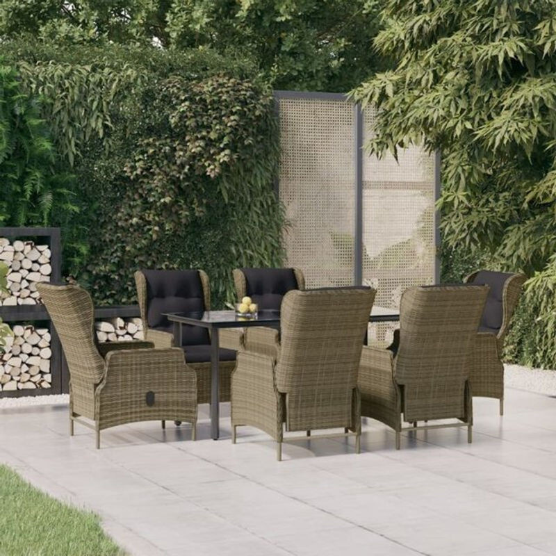 7-teiliges Gartenmöbel-Set aus Polyrattan in Braun von Vidaxl - Bild 1