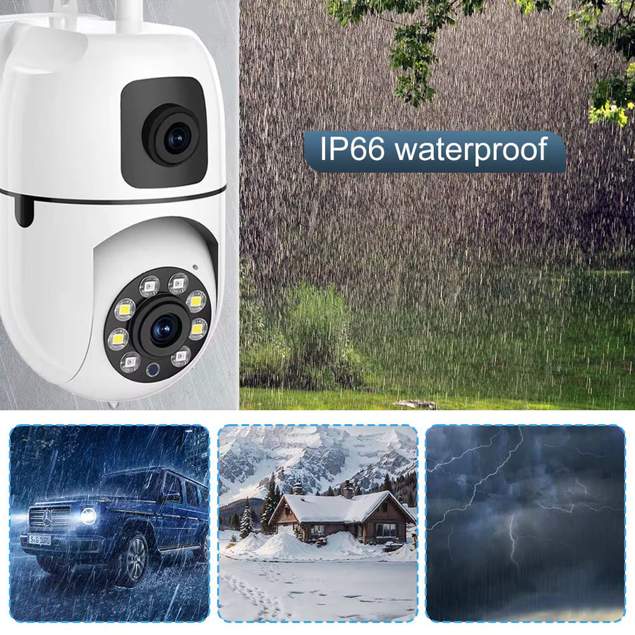 PEGATAH 8MP Kabellose WLAN-Überwachungskamera mit Doppellinse und Doppelbildschirm, IP PTZ Sicherheitskamera mit Auto-Tracking und Farbnachtsicht, Weiß - Bild 6