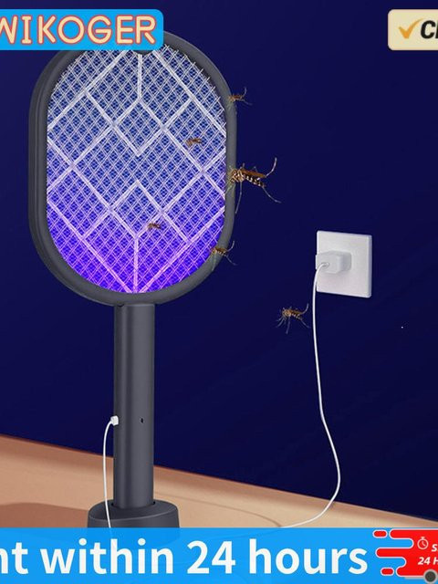 APWIKOGER Elektrische Fliegenklatsche als 2-in-1 Insektenvernichterfalle, faltbar und wiederaufladbar, Grün - Bild 1