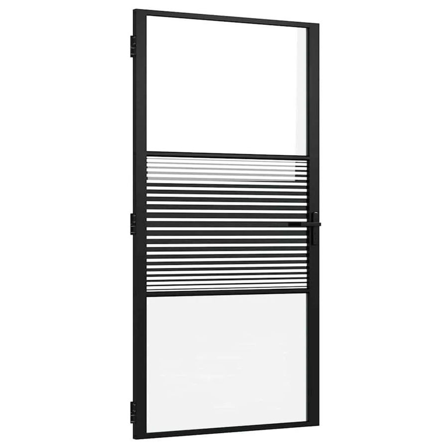 vidaXL Glastür in Schwarz und Transparent mit Aluminiumrahmen, minimalistisches Design, B/T/H: 76 x 3,5 x 201,5 cm - Bild 2
