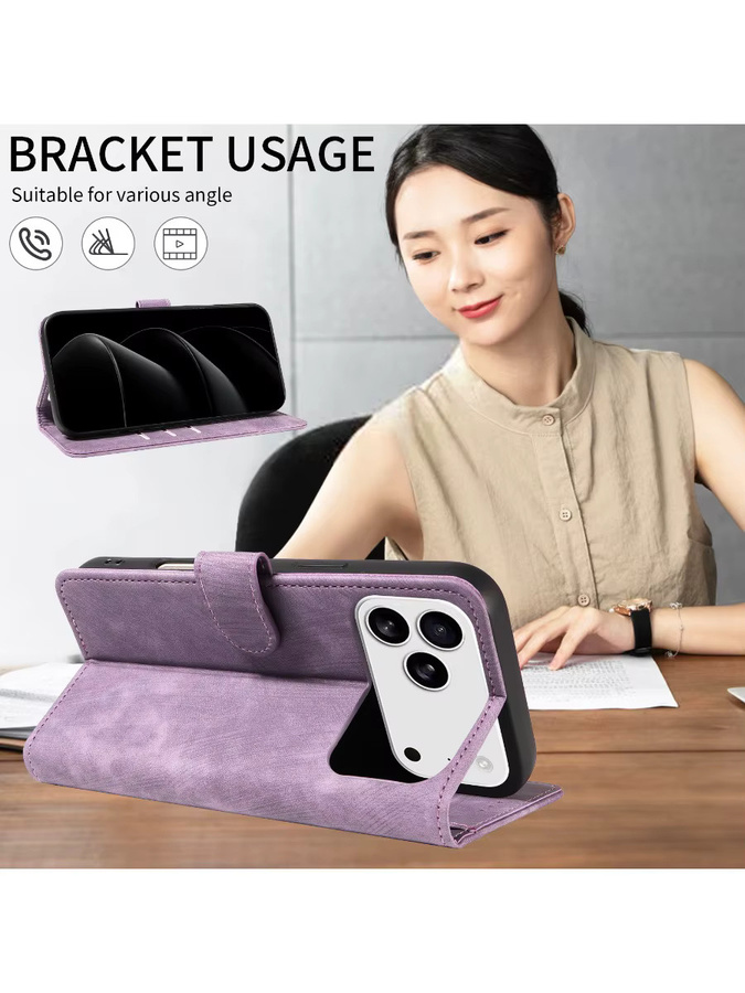EAACAA TPU-Leder-Handyhülle für iPhone 17 Air 16 Pro Max 15 14 13 12 11 16e mit Kartensteckplatz, Ständer und Brieftaschenfunktion in Lila - Bild 6