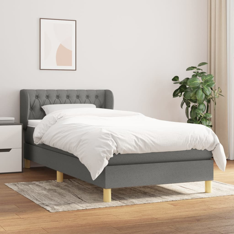 vidaXL Boxspringbett mit Matratze Hybrid-System aus Lärche und Taschenfederkern, Dunkelgrau, B/T: 100 x 200 cm - Bild 4
