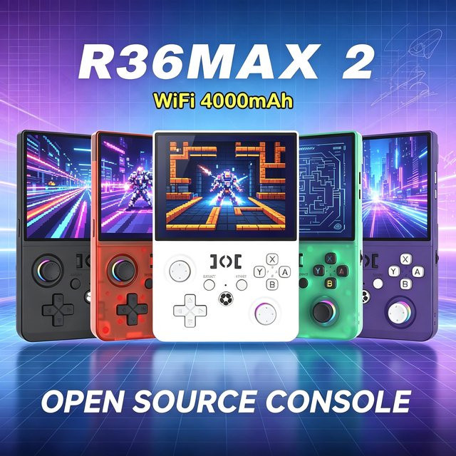 JSAMAZING R36MAX 2 Retro-Handheld-Spielkonsole in Grün mit 4,5 Zoll IPS Display, RK3326 Quad-Core, WiFi und USB-C Unterstützung - Bild 1