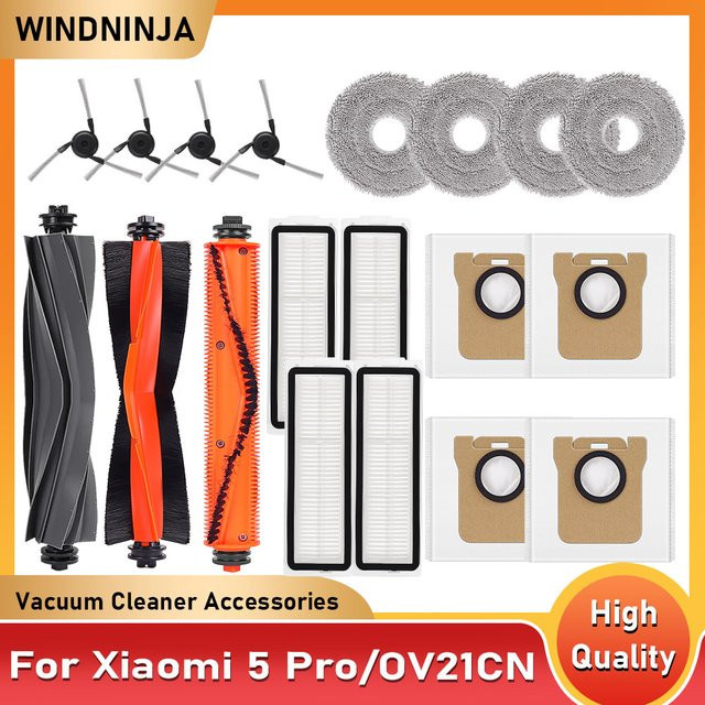 Ersatzteil-Set für Xiaomi Robot Vacuum 5 Pro / OV21CN mit Hauptbürste, Seitenbürste, HEPA-Filter, Mopp-Tuch und Staubbeuteln in Multicolor - Bild 1
