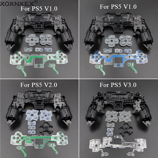 Sony PlayStation 5 PS5 V1 V2 V3 Ersatzteil-Set mit Mittelrahmenhalterung, Leitfolie und Tasten-Leitgummi-Pad in Multicolour - Bild 1