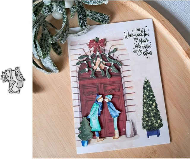 Metall-Stanzform Paar küsst unter Holzzweigen in Silber für DIY Scrapbooking und Kartenherstellung - Bild 1