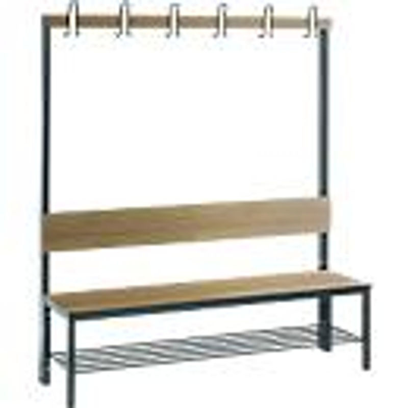 C+P Garderobenbank Basic Plus mit Rückenlehne und Schuhrost, Eiche Sereno, Gestell Schwarzgrau, H: 165,0 cm, B: 150,0 cm, T: 40,7 cm - Bild 2