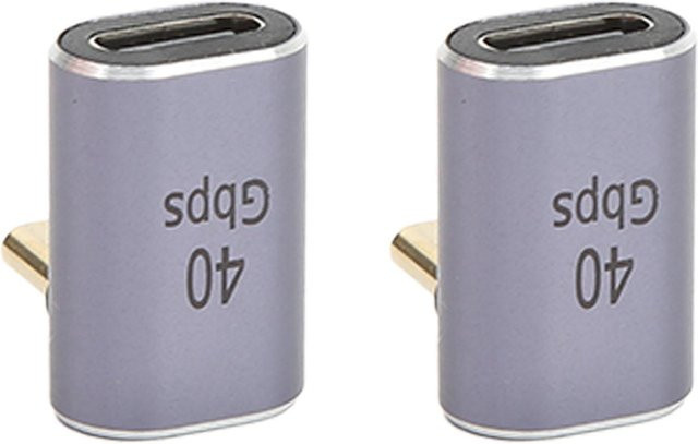 2 Stück USB-C Adapter 90 Grad rechtwinklig mit 40Gbps Schnellladung und Datenübertragung in Grau - Bild 1