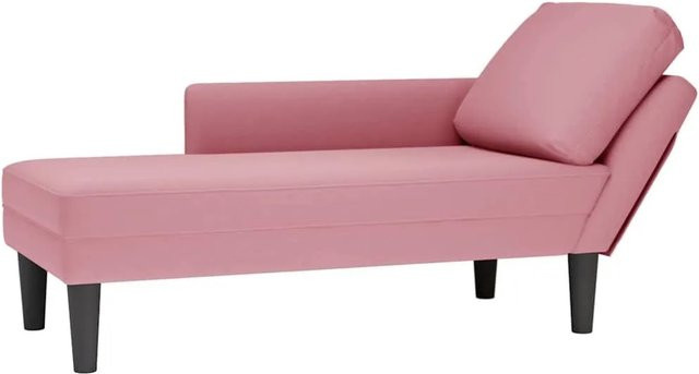 vidaXL Chaiselongue aus Samt in Pink mit Kissen und rechter Armlehne, B/T/H: 132 x 70 x 56 cm - Bild 1