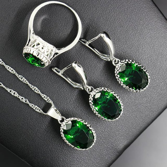 YIRAN Jewelry Schmuck-Set, Halskette, Ohrringe, Ring, Kupfer, Bunt, Zirkonia, Damen - Bild 1