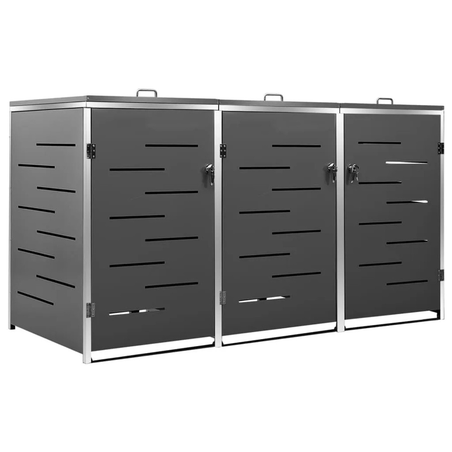 DELUKE Mülltonnenbox JAGU Mülltonnenverkleidung für 3 Tonnen (240L) aus Edelstahl in Anthrazit matt, B/T/H: 115 x 77,5 x 207 cm - Bild 2