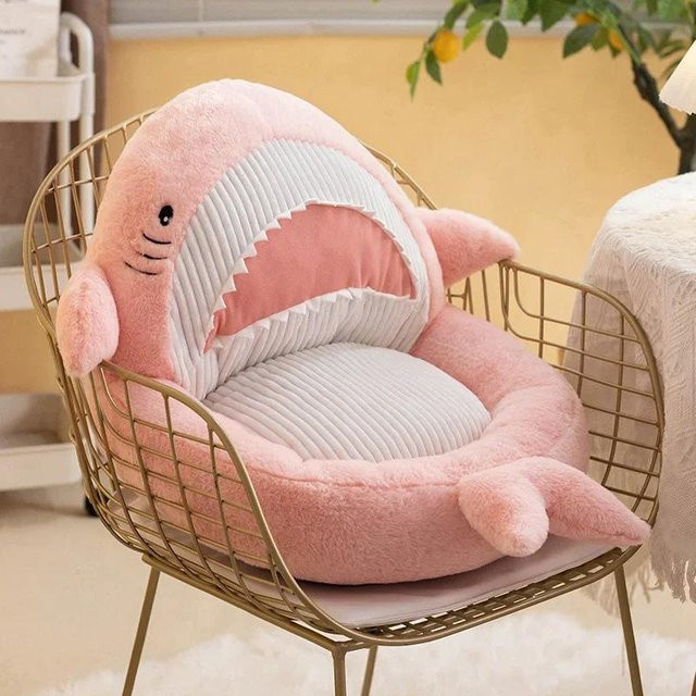 Weiches Haifisch-Plüschkissen in Rosa für Kinder und Erwachsene, Durchmesser: 60 cm - Bild 1