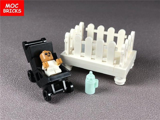 Yiran toy Kit MOC Steine DIY Wiege Set, Kompakt Kinderwagen Wiege Figur, Lernorientierte Bausteine Spielzeug - Bild 1