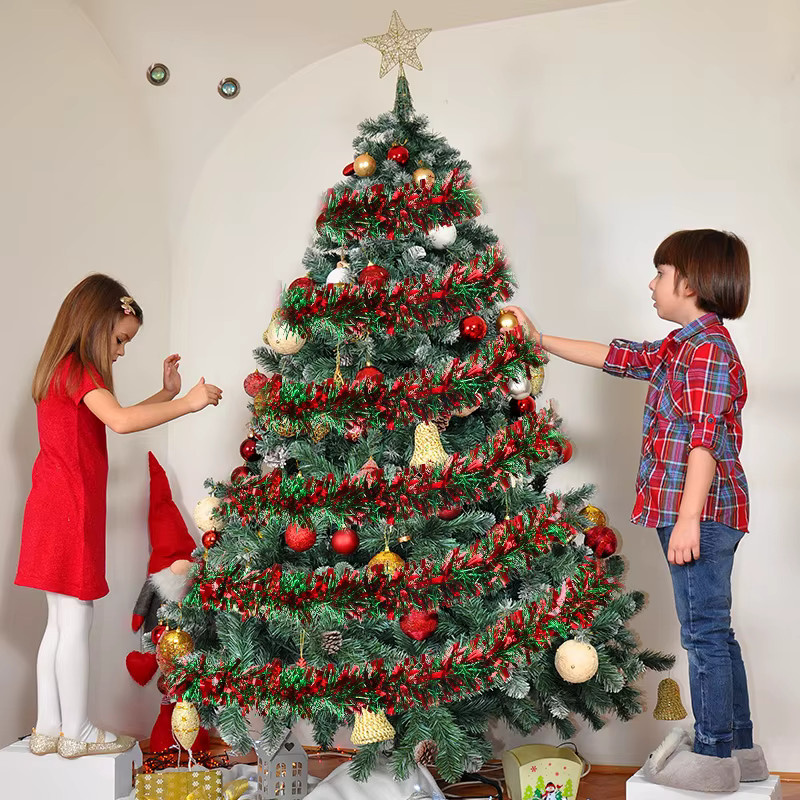 ZQNYCY Weihnachts-Lametta-Girlanden in Rot und Grün, glitzernde Dekoration für Weihnachtsbaum und Neujahrsfeier - Bild 4