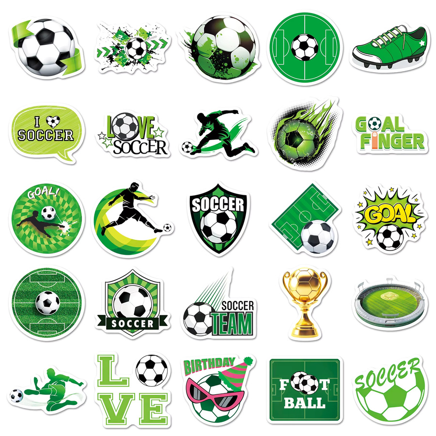 50 Stück Fußball Aufkleber Wasserdichte Sport-Tagessticker in Multicolour für Wasserflaschen, Gepäck und Laptop - Bild 3