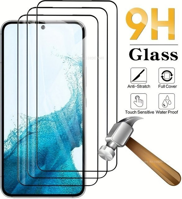 3er-Set gehärtetes Glas Display Schutzfolie mit 9H Härte für Samsung Galaxy S23 Ultra S22 Ultra S21 S10 S9 S8 Plus, transparent - Bild 1
