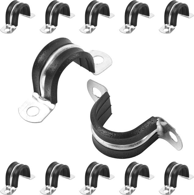 PFERD U-Typ Rohrkarte Wasserrohrschelle aus Edelstahl 304 in Silber mit Gummistreifen zur Stoßdämpfung und Isolierung für Pferdesattel und Halsreifen - Bild 1