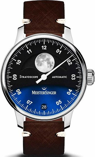 Meistersinger Stratoscope ST982, Einzeigeruhr, Automatik, Edelstahl, Mondphase, Datum, Herren - Bild 1