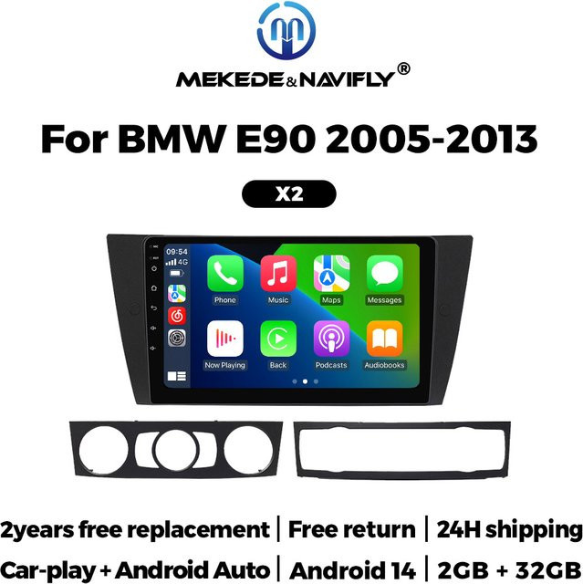 STRONGNAVI Android 14 Auto Radio Stereo für BMW 3er E90 E91 E92 E93 (2005-2013) mit GPS und Carplay in Schwarz - Bild 1