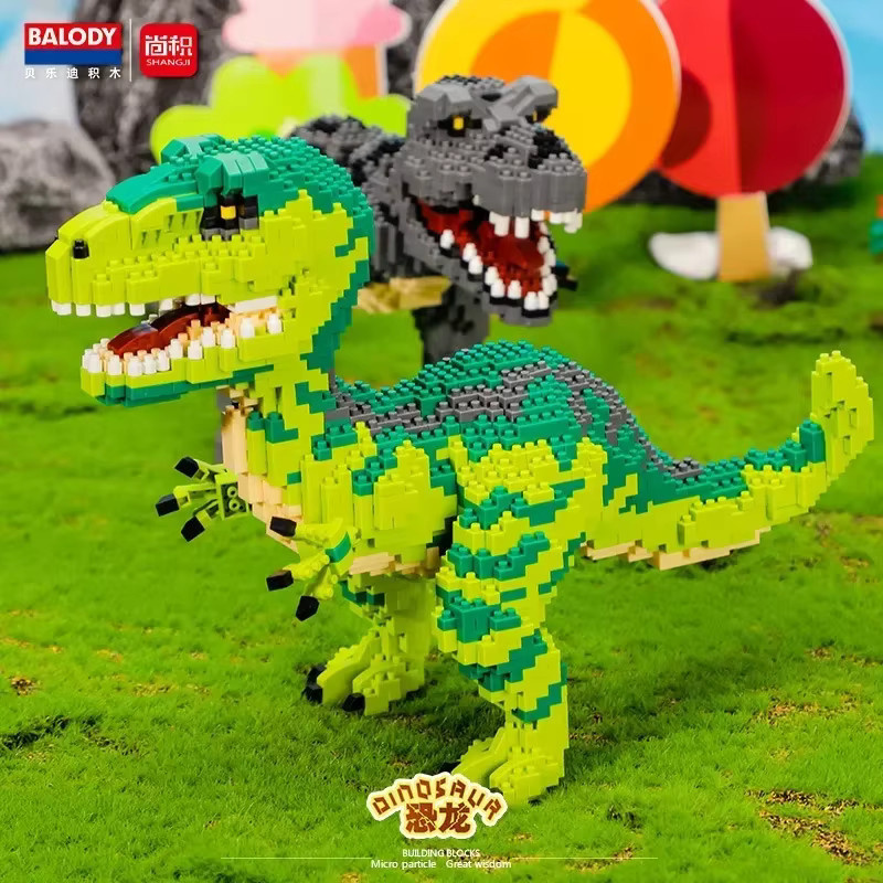 hehepopo Dinosaurier-Mikroblöcke, Tyrannosaurus Rex-Modellfigur, Grün, 1.457 Teile - Bild 2