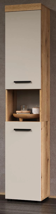 Badezimmer Hochschrank Celeste in Kaschmir und Eiche, B/T/H: 36 x 30 x 185 cm - Bild 1