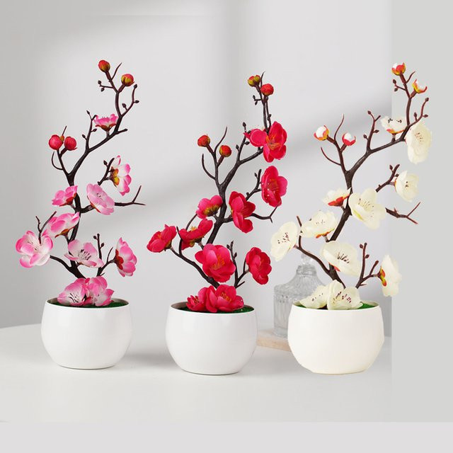 Uflower Künstliche Kirschblüten-Zweige in Rosa für Hochzeits- und Partydekoration, Höhe: 30 cm - Bild 1