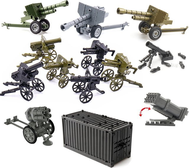 DBPALY Weltkrieg MOC Waffen Maschinengewehr Raketenwerfer Baustein-Set, Soldat, Zubehör - Bild 1