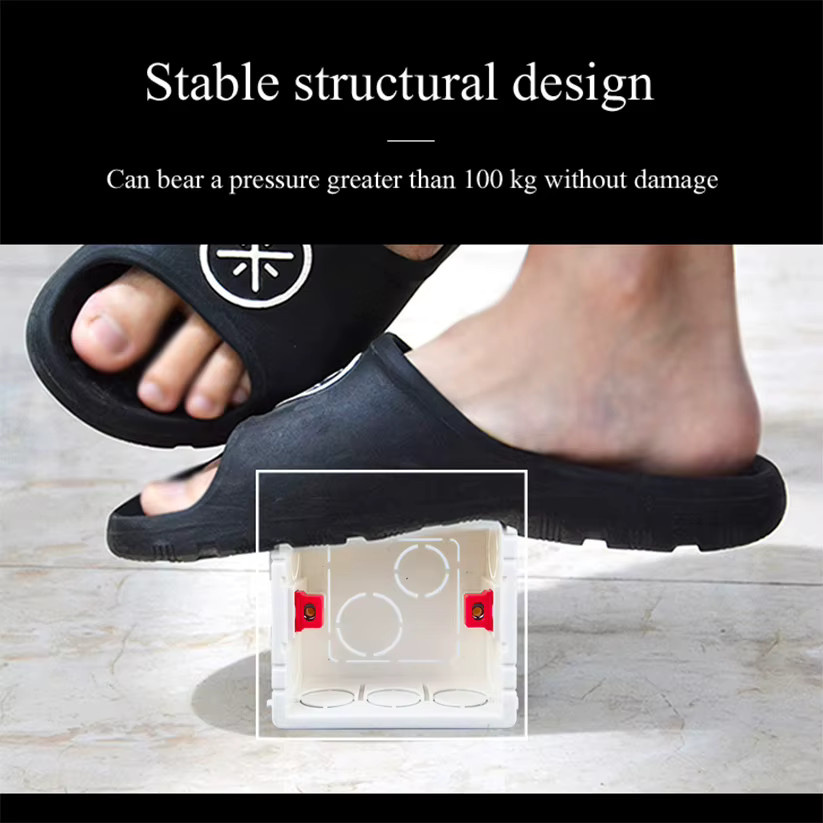Feuerfeste Wandmontage-Verteilerdose für 3x3 EU/UK-Schalter und Steckdosen in Weiß, verstellbare Beton-Verdrahtungskassette, B/H: 8,6 x 8,3 cm - Bild 3