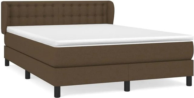 vidaXL Boxspringbett mit Matratze Dunkelbraun B/T/H: 140 x 200 cm Hybrid-Modell mit Taschenfederkern und Stoffbezug - Bild 1