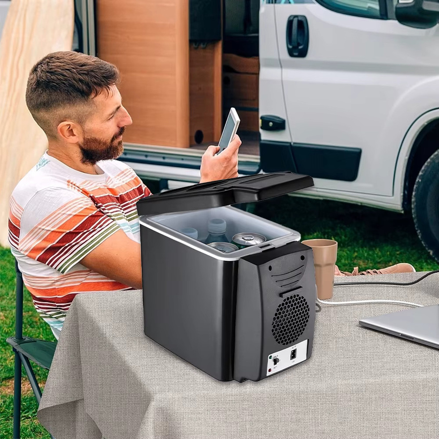 DWiusty 2-in-1 Mini-Kühlschrank mit Heiz- und Kühlfunktion, 6L tragbare Kühlbox für Auto und Zuhause, Schwarz - Bild 7