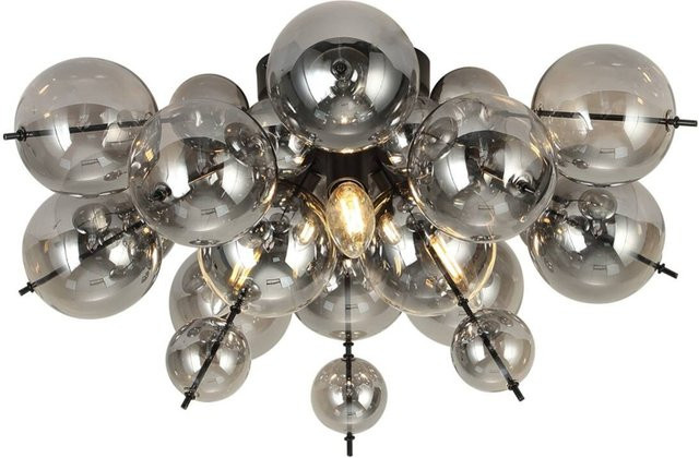 GLOBO Deckenleuchte Udo in Mattschwarz aus Metall und Glas mit 3 Leuchtmitteln, H: 28 cm, D: 55 cm - Bild 1