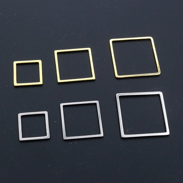 Wadsfred Charms, quadratische Anhänger, Edelstahl, Gold, Unisex - Bild 1
