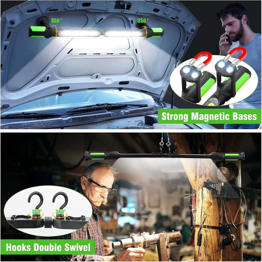 Tragbare magnetische LED-Arbeitsleuchte in Schwarz, wiederaufladbare LED-Bar für professionelle Reparaturarbeiten und Notfälle - Bild 4